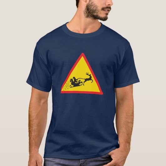 Santa Sleigh Road Sign T-shirt (Voorkant)
