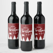 Santa Sleigh Wine Label - Custom Christmas Design! Wijn Etiket (Flessen)