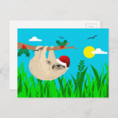 santa sloth feestdagenkaart (Voorkant / Achterkant)
