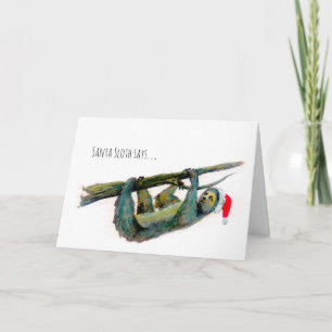 Santa Sloth: Vrolijk kerstfeest! Feestdagen Kaart