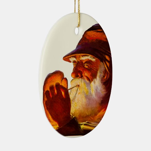 Santa Smoking Pipe Hunter Keramisch Ornament (Rechts)