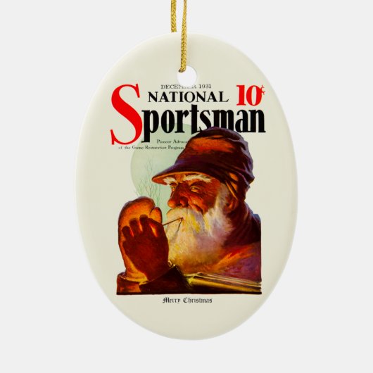 Santa Smoking Pipe Hunter Keramisch Ornament (Achterkant)