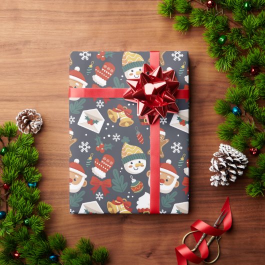 Santa Sneeuwman Kerstmis Patroon Gift Cadeaupapier (Feestdagen Geschenken)