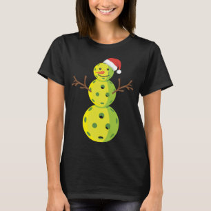 Santa Sneeuwman Pickleball Lover Grappige Kerstcad T-shirt