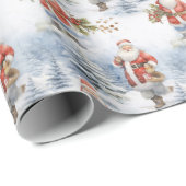 Santa Snow Cadeaupapier (Rol Hoek)