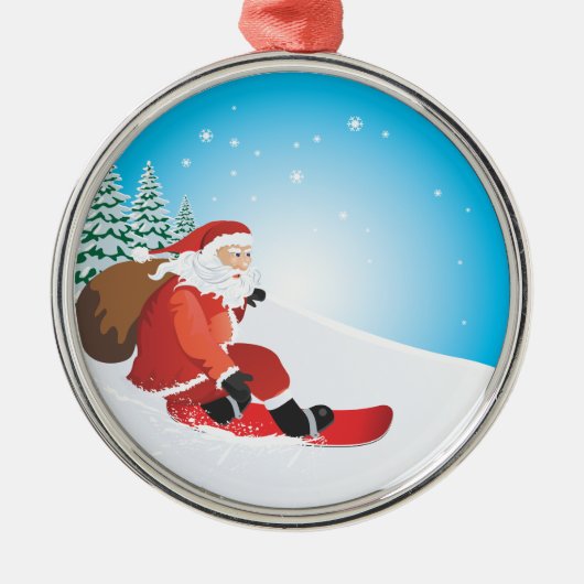Santa Snowboard Premium Ornament (Voorkant)