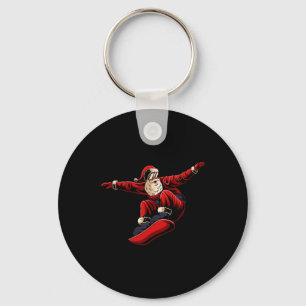 Santa Snowboarding-kerstpajama Snowboard Spor Sleutelhanger