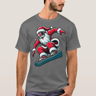 Santa Snowboarding-kerstpajama Snowboard Spor T-shirt