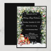 Santa Snowflake-kerstfeestuitnodiging Kaart (Voorkant / Achterkant)