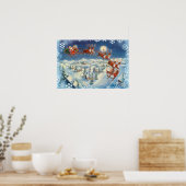 SANTA SNOWFLAKES & SLEIGH by SHARON SHARPE Poster (Keuken)