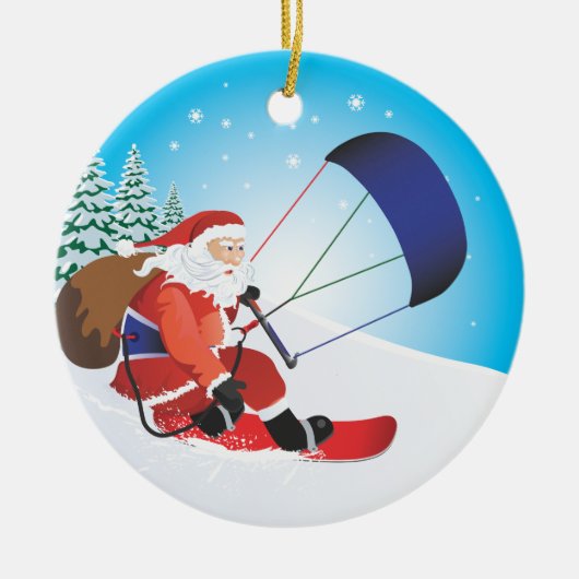 Santa Snowkite Snowboard Ornament (Voorkant)
