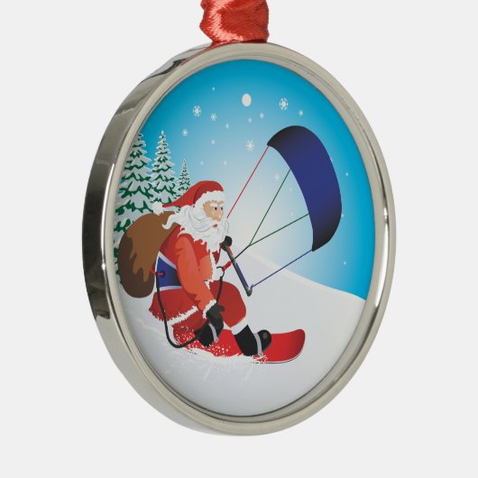 Santa Snowkite Snowboard Premium Ornament (Rechts)