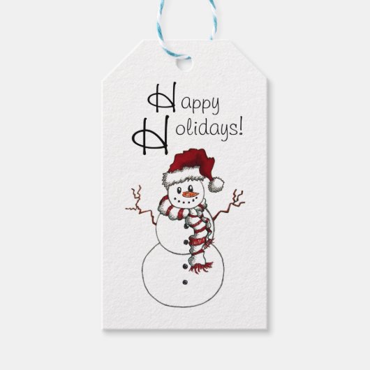 Santa Snowman cadeau label Cadeaulabel (Voorkant)