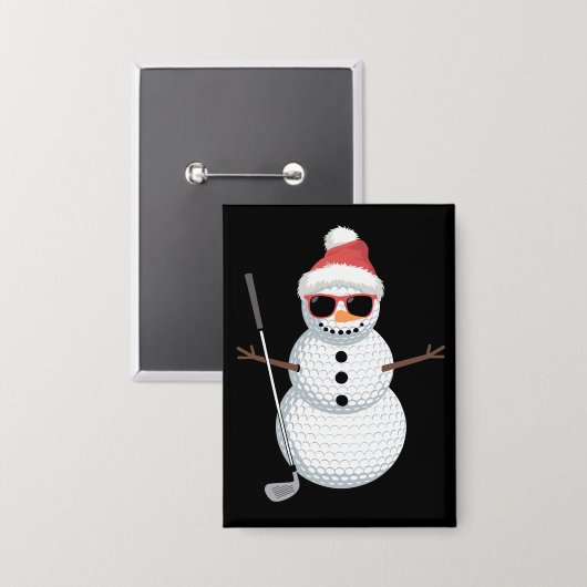 Santa Snowman Golf Ball Christmas Golfer Gift  Button (Voorkant / Achterkant)
