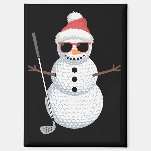 Santa Snowman Golf Ball Christmas Golfer Gift Magneet (Voorkant)
