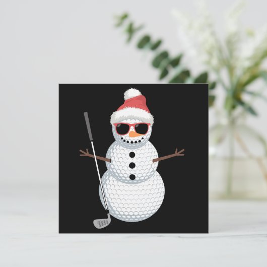 Santa Snowman Golf Ball-kerstcadeau Kaart (Staand voorkant)
