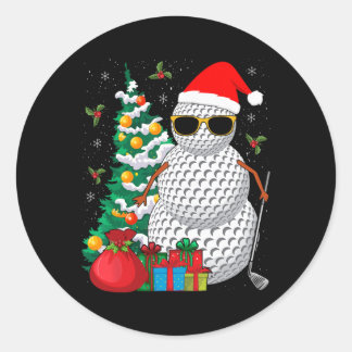 Santa Snowman Golf Ball-kerstgolfer Ronde Sticker