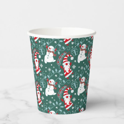 Santa Snowman Kerstmis Papieren Bekers (Links)
