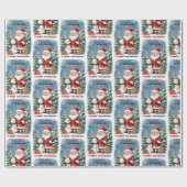 Santa & Snowman personaliseren naam Kind Cadeaupapier (Vlak)