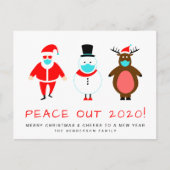 Santa Snowman Reindeer Mask Funny Peace Out 2020 Feestdagenkaart (Voorkant)