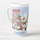 Santa Snowman Rendier Kerstmis Latte Mok (Linkerhoek)