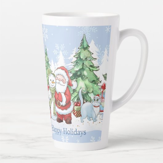 Santa Snowman Rendier Kerstmis Latte Mok (Rechts)