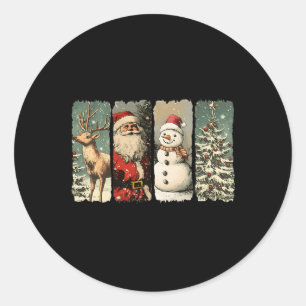 Santa Snowman Rendier Retro jaren 1950 Kerstmis Ronde Sticker
