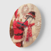  Santa Snowman Scene Grote Klok (Hoek)