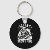 Santa Snowmobile Riding Snowmobiling Christmas Sleutelhanger (Voorkant)