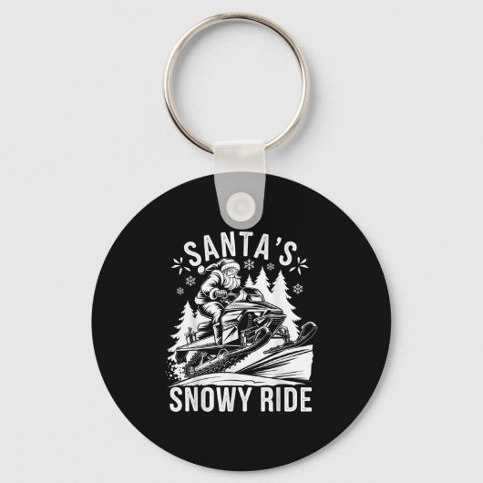 Santa Snowmobile Riding Snowmobiling Christmas Sleutelhanger (Voorkant)