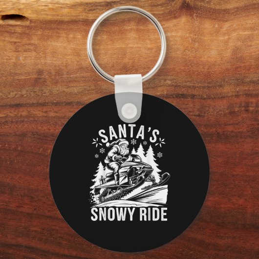 Santa Snowmobile Riding Snowmobiling Christmas Sleutelhanger (Voorkant)