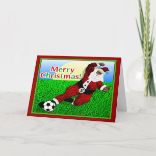 Santa Soccer Merry-kerstkaart Feestdagen Kaart