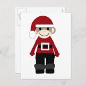Santa Sock Monkey Feestdagenkaart (Voorkant / Achterkant)