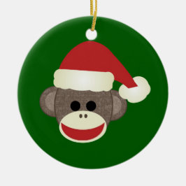 Santa Sock Monkey Ornament