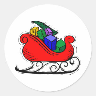 Santa Speelgoed Sleigh Ronde Sticker