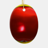 SANTA SPEELT HARP IN MOONLIGHT Red Ruby met Kerstm Keramisch Ornament (Achterkant)