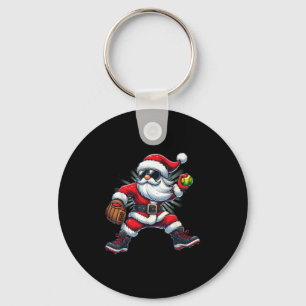 Santa speelt softbal als Tcher Boys Kinder Tiener Sleutelhanger