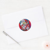 SANTA SPEELT VIOLIN / Musical Kerstmis Ronde Sticker (Envelop)
