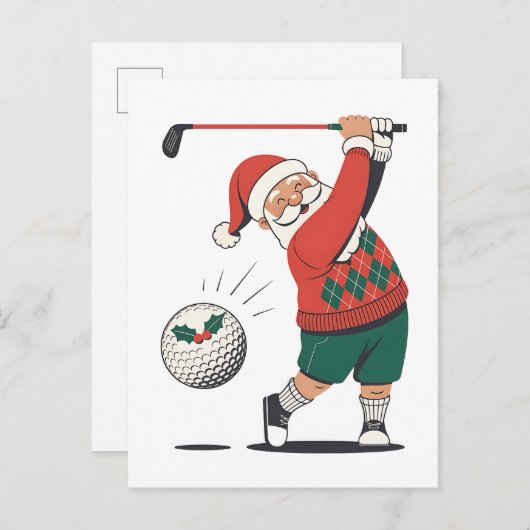 Santa spelen Golf Christmas Player Golfer Uitnodiging Briefkaart (Voorkant / Achterkant)