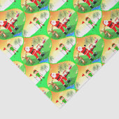 Santa Spelen Golf In Florida Kerst Ogee Tissuepapier (Detail)