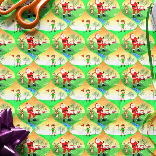 Santa Spelen Golf In Florida Kerst Ogee Tissuepapier