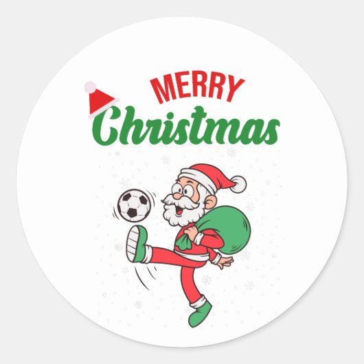 Santa Spelen Voetbal Cool Ronde Sticker (Voorkant)