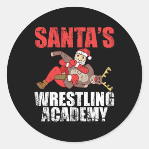 Santa Sport Worstelen Ring Vecht Wurg Tik Ontwerp Ronde Sticker