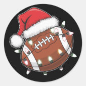 Santa Sports Christmas Amerikaans Football Lover Ronde Sticker (Voorkant)