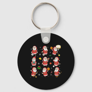 Santa Sports Design voor mannen Boy Funny Xmas Bal Sleutelhanger