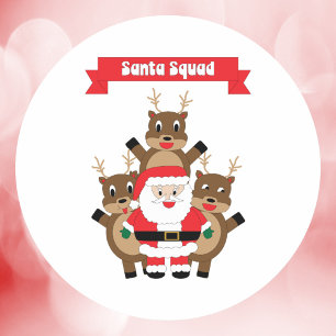 Santa Squad Christmas Reindeer Humor Ronde Sticker