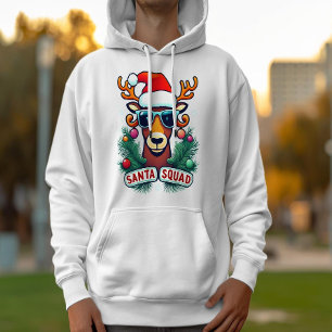 Santa Squad Cool Rendier met glazen Kerstmis Hoodie