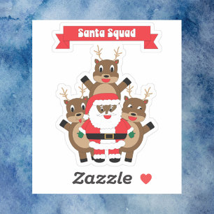 Santa Squad Kerst Reindeer Zwarte Kerstman Sticker