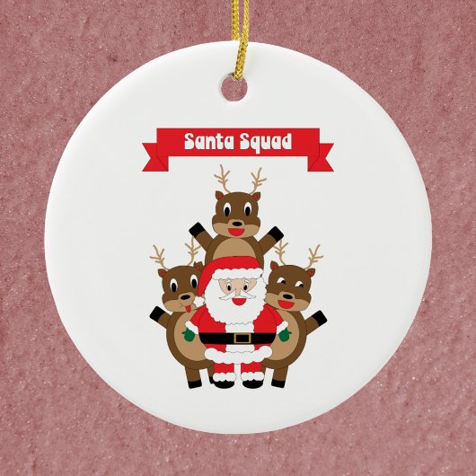 Santa Squad Reindeer Grappig Keramisch Ornament