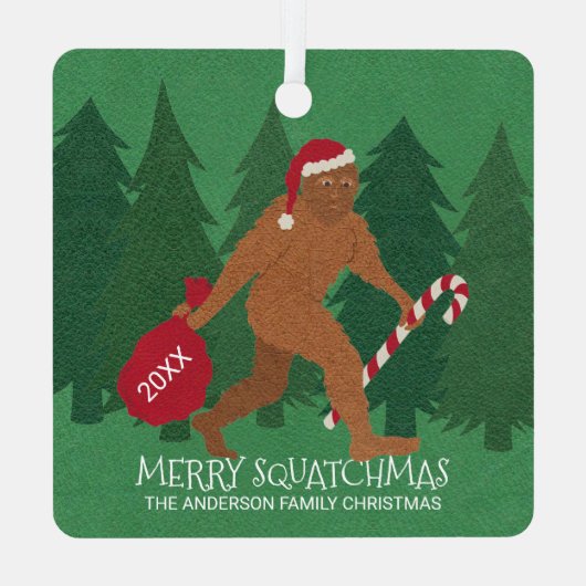Santa Squatch Funny Kerstmis, dubbelzijdig Metalen Ornament (Achterkant)